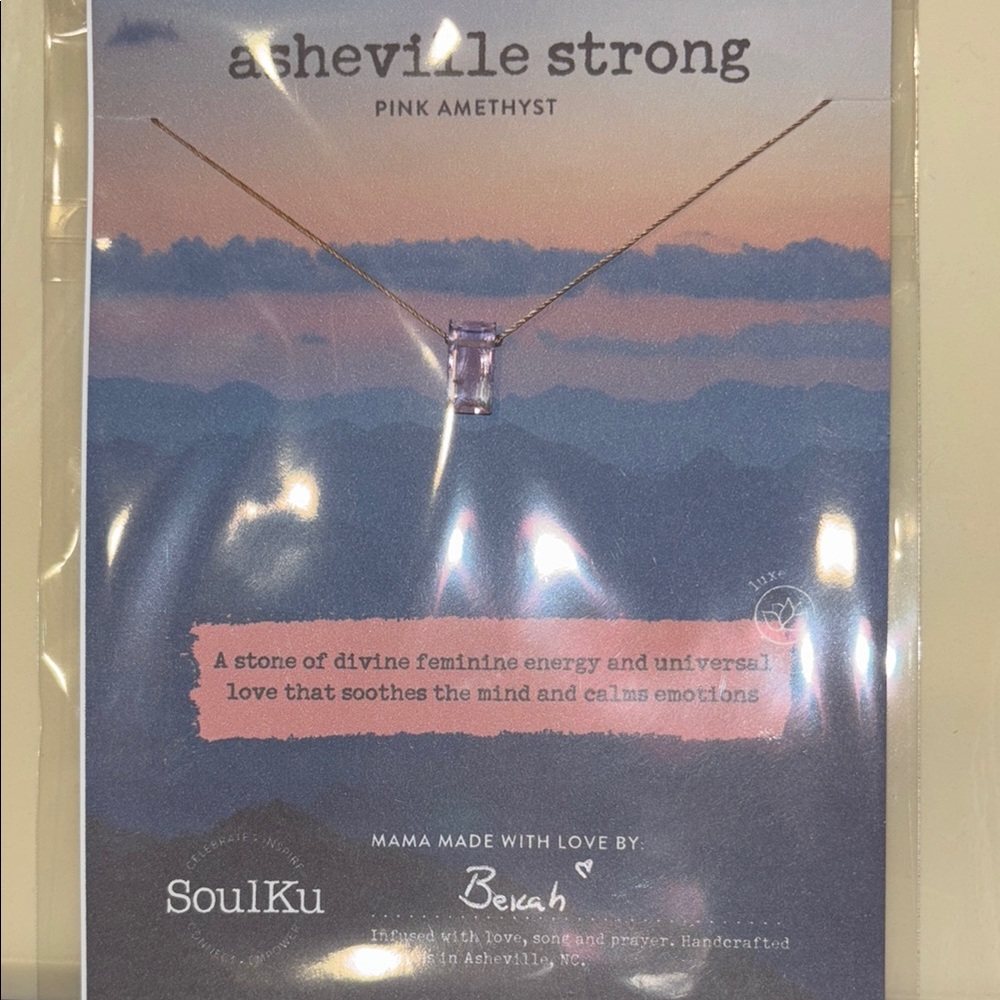 SoulKu pink amethyst necklace pendant Asheville strong